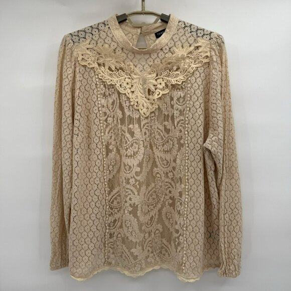 Torrid Size 2 (2X) Mixed Lace Beige Cotton Blend Dressy Casual Coquette - Picture 1 of 7